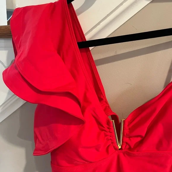 Red Ruffled Swimsuit - Picture 2 of 7